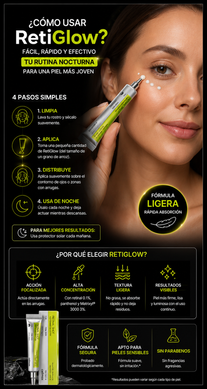 RetiGlow  Crema Facial Antiarrugas Retinal