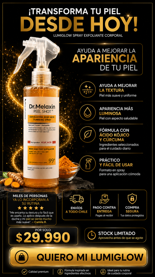 LumiGlow™ – Spray Exfoliante Corporal Unificador