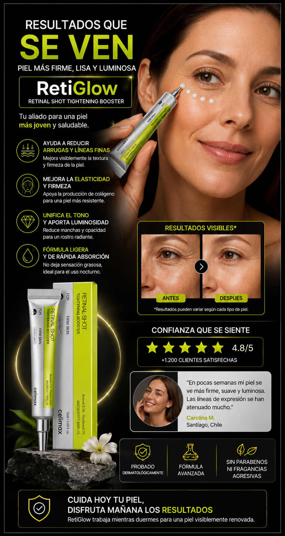 RetiGlow  Crema Facial Antiarrugas Retinal
